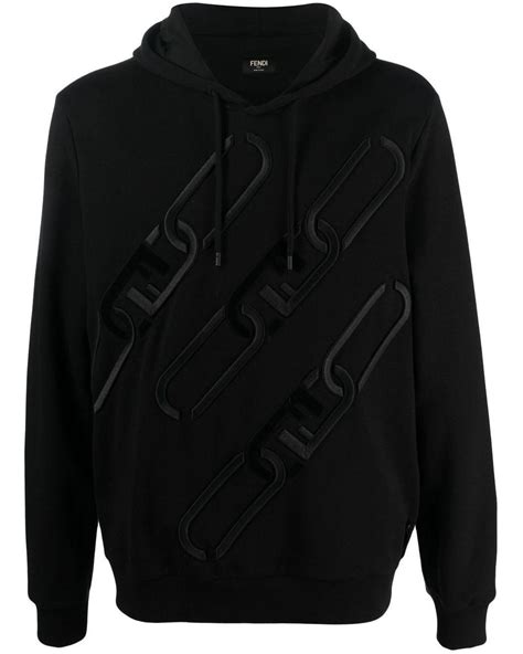 fendi logo panel hoodie|fendi monogram logo.